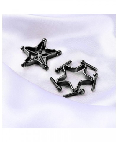 Sexy Body Piercing Rings Adjustable Surgical Steel Non-Pierced Nipple Shields Rings Screw Clip on Body Jewelry Black One Size...