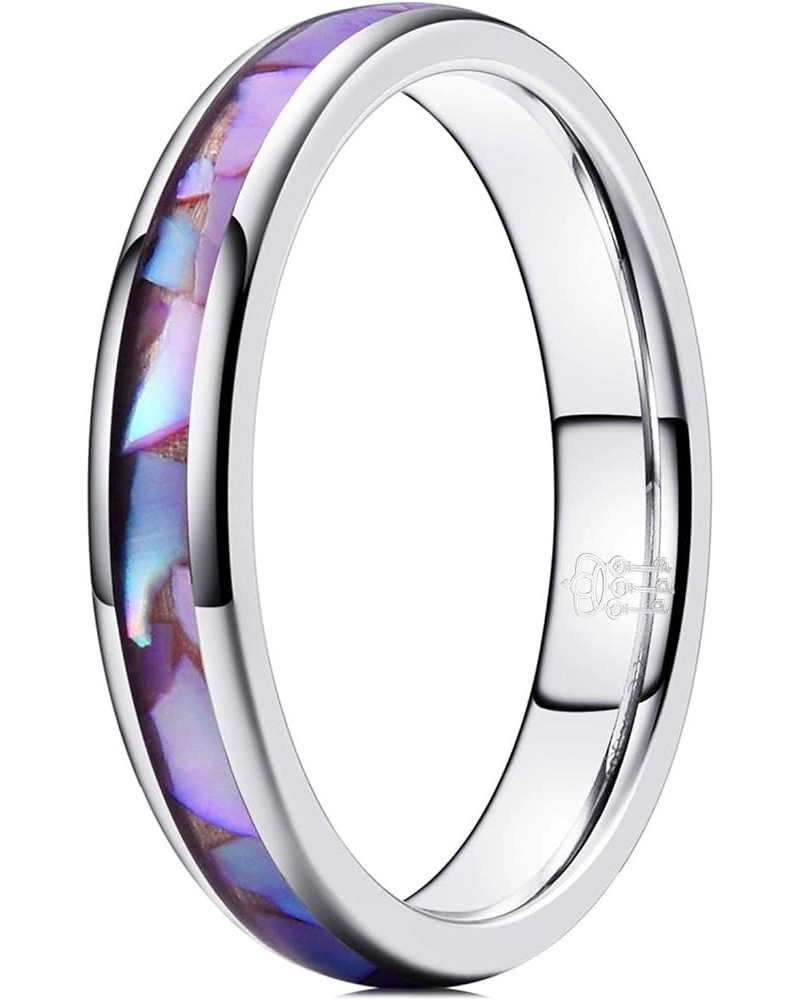 Womens 4mm Tungsten Wedding Rings Purple Shell Inlaid Engagement Bands 4mm Silver & Purple Shell $15.67 Men's Jewelry