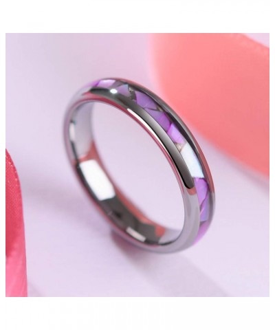 Womens 4mm Tungsten Wedding Rings Purple Shell Inlaid Engagement Bands 4mm Silver & Purple Shell $15.67 Men's Jewelry