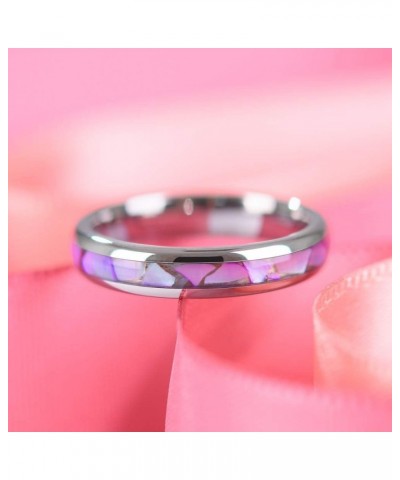 Womens 4mm Tungsten Wedding Rings Purple Shell Inlaid Engagement Bands 4mm Silver & Purple Shell $15.67 Men's Jewelry