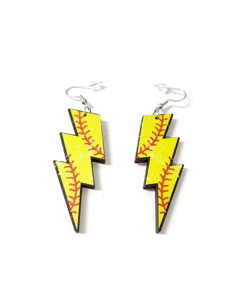 70s 80s Wooden Sports Earrings, Lightning Bolt Drop Dangle Earring Baseball Basketball Volleyball Football Earrings Sports Fa...