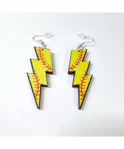 70s 80s Wooden Sports Earrings, Lightning Bolt Drop Dangle Earring Baseball Basketball Volleyball Football Earrings Sports Fa...