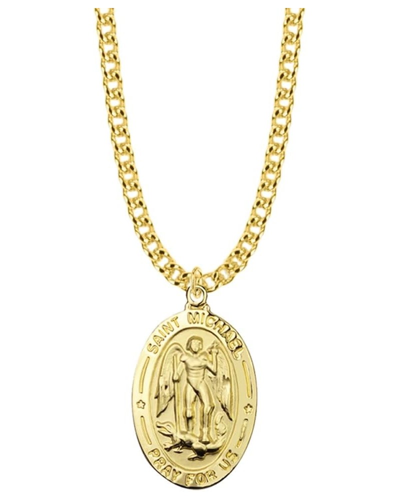 Saint Michael The Archangel Pray for Us Medal, 1 Inch Gold $47.68 Necklaces