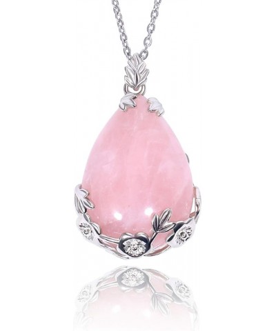 Healing Crystals Necklace for Women and Men Quartz Crystal Stone Pendant Necklaces Chakra Jewelry Teardrop-Rose Quartz $7.50 ...