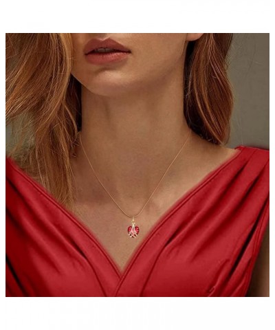 Heart Diamond Necklace For Women Girls 14K Gold Plated With Cubic Zirconia Birthstone Jewelry Dainty Gift… Red $13.79 Necklaces