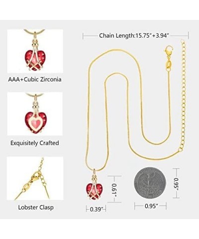 Heart Diamond Necklace For Women Girls 14K Gold Plated With Cubic Zirconia Birthstone Jewelry Dainty Gift… Red $13.79 Necklaces