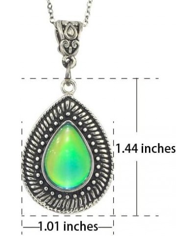 Vintage Multi Color Change Teardrop Stone Pendant Mood Necklace 18" Chain+2" extender $11.20 Necklaces