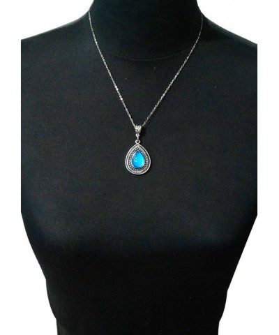 Vintage Multi Color Change Teardrop Stone Pendant Mood Necklace 18" Chain+2" extender $11.20 Necklaces