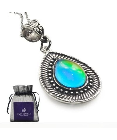 Vintage Multi Color Change Teardrop Stone Pendant Mood Necklace 18" Chain+2" extender $11.20 Necklaces