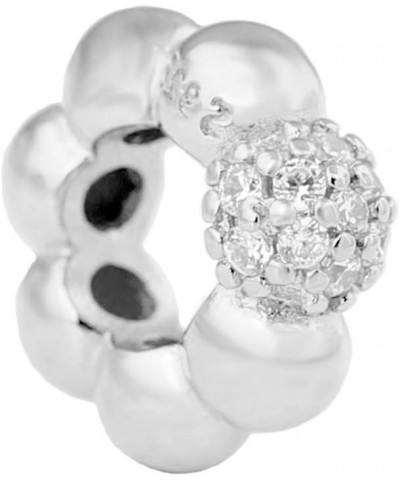 Cushion Eternity Ice Sculpture Polished & Pave Spacer Bead 925 Sterling Silver Charm Pandora Bracelet Diy 8 $9.53 Bracelets