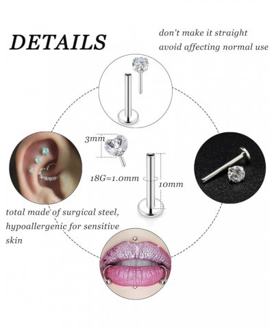 20G 18G 16G Push in Lip Rings Stainless Surgical Steel Labret Jewelry Monroe Lip Ring Nail Cartilage Tragus Helix Earrings St...