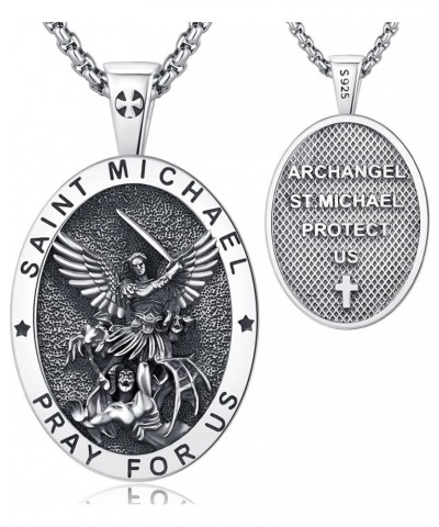 925 Sterling Silver Saint Michael Medal Necklace Jude/St Christopher/Joseph/Virgin Mary Archangel Protect Us Medal Amulet Pen...