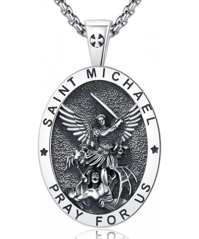 925 Sterling Silver Saint Michael Medal Necklace Jude/St Christopher/Joseph/Virgin Mary Archangel Protect Us Medal Amulet Pen...