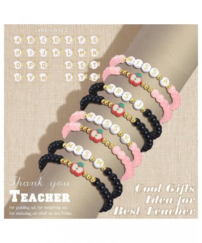 Teacher Appreciation Bracelet Gifts for Women Initial Beaded Bracelets Back to School Thank You Teacher Gifts 2pcs Link Brace...