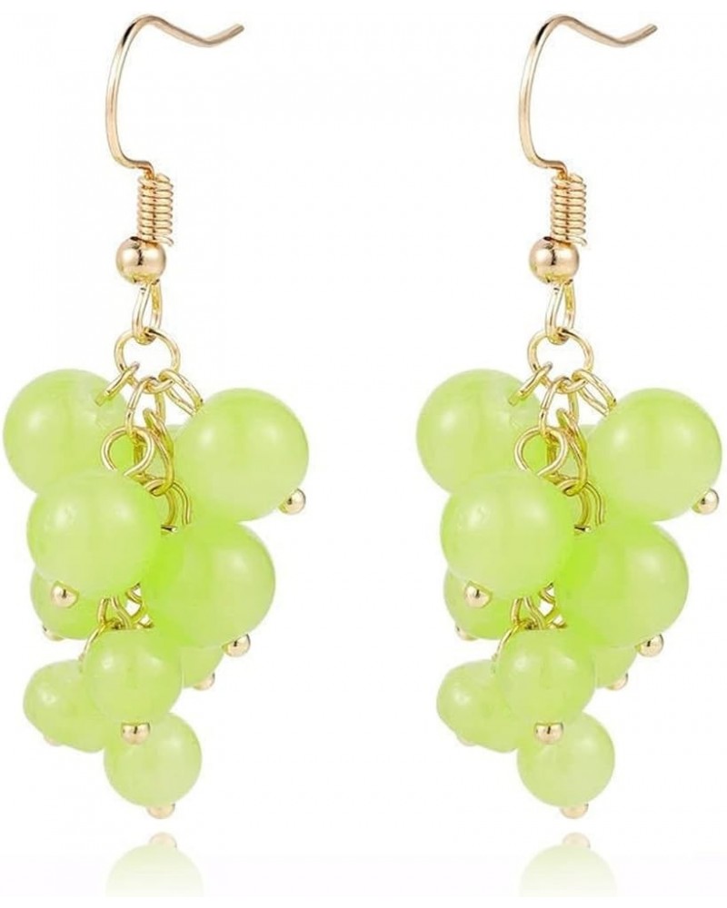 Unique Charm Simulation Creative Lifelike 3D Green Grape Drop Dangle Earrings for Women Girls Green $7.83 Earrings