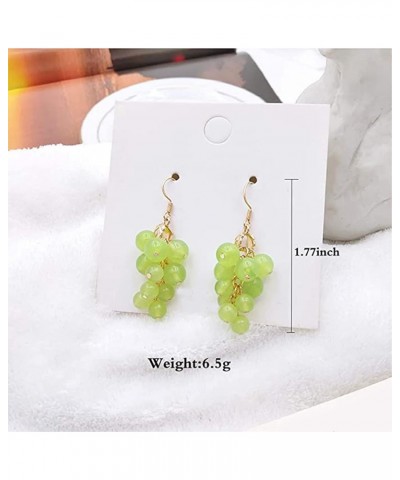 Unique Charm Simulation Creative Lifelike 3D Green Grape Drop Dangle Earrings for Women Girls Green $7.83 Earrings