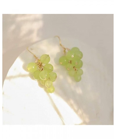 Unique Charm Simulation Creative Lifelike 3D Green Grape Drop Dangle Earrings for Women Girls Green $7.83 Earrings