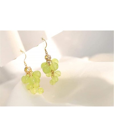 Unique Charm Simulation Creative Lifelike 3D Green Grape Drop Dangle Earrings for Women Girls Green $7.83 Earrings