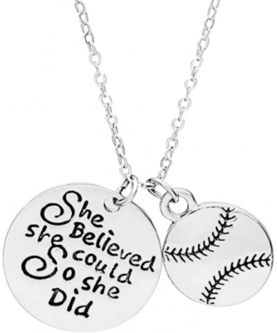 Softball Necklace, Softball Jewelry - Pendent Necklace - Softball Player Gifts She Did $10.59 Necklaces
