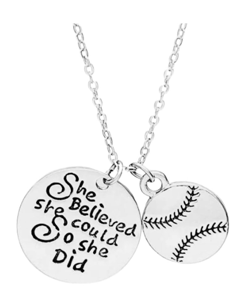 Softball Necklace, Softball Jewelry - Pendent Necklace - Softball Player Gifts She Did $10.59 Necklaces