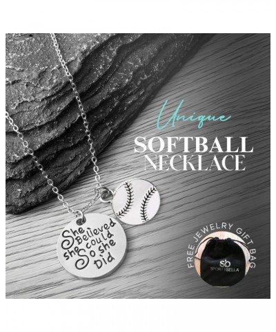 Softball Necklace, Softball Jewelry - Pendent Necklace - Softball Player Gifts She Did $10.59 Necklaces