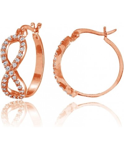 Sterling Silver Cubic Zirconia Infinity Figure 8 Hoop Earrings Rose Gold $16.45 Earrings