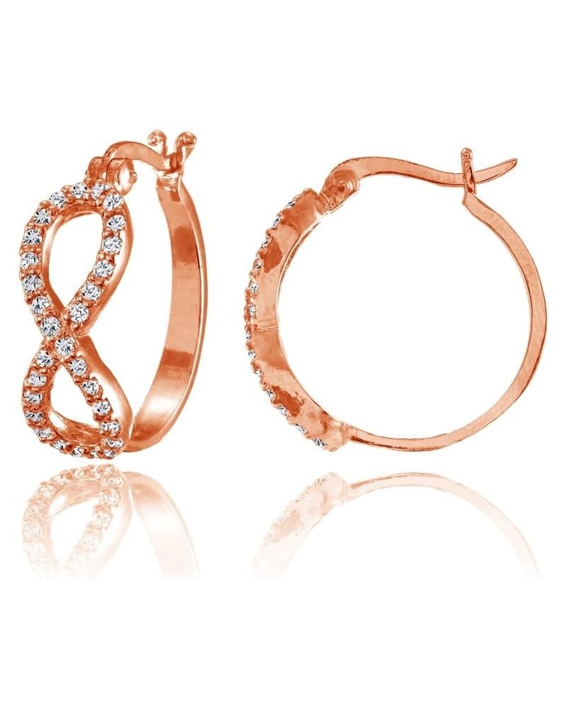 Sterling Silver Cubic Zirconia Infinity Figure 8 Hoop Earrings Rose Gold $16.45 Earrings