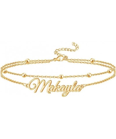 Sterling Silver Personalized Name Bracelet or Anklet for Women, Custom Name Ankle Bracelet with Curb/Box Chain Birthday Mothe...