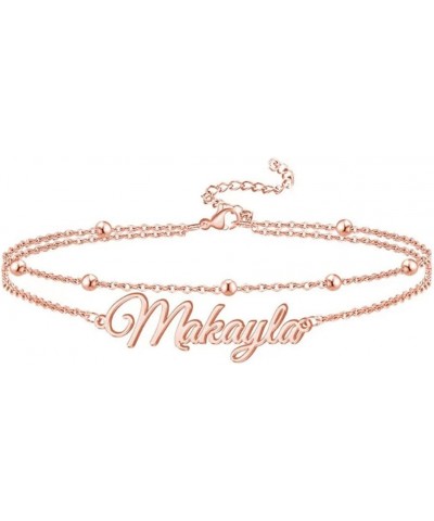 Sterling Silver Personalized Name Bracelet or Anklet for Women, Custom Name Ankle Bracelet with Curb/Box Chain Birthday Mothe...