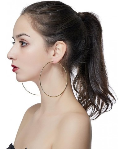 Hypoallergenic Extra Large Basketball Hoop Earrings for Women Men - Big Thin Hoop Earrings Gold 100.0 Centimeters $7.83 Earrings