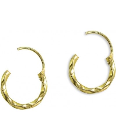 Gold Flashed Sterling Silver Twist Endless Round Lightweight Unisex Hoop Earrings 12mm Yellow Gold Flash $8.47 Earrings