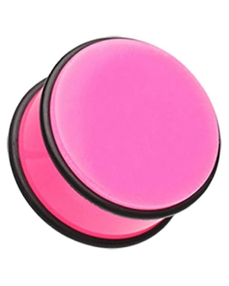 Neon Colored Acrylic No Flare Ear Gauge Plug 15/32" (12mm), Pink $8.15 Body Jewelry