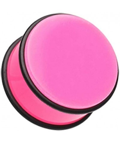 Neon Colored Acrylic No Flare Ear Gauge Plug 15/32" (12mm), Pink $8.15 Body Jewelry