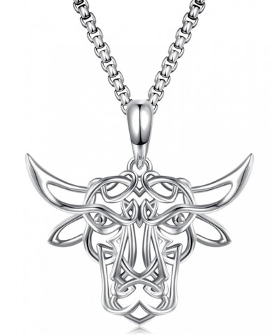Celtic Cow Pendant Necklace 925 Sterling Silver Bull Necklace Animal Cow Charm Irish Jewelry Gifts Birthday Graduation Christ...