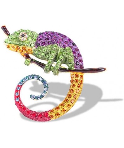Colorful Chameleon Animal Brooch Lizard Cabrite Crystal Rhineston Beneficial Insect Pins for Women Girls Jewelry Gifts Purple...