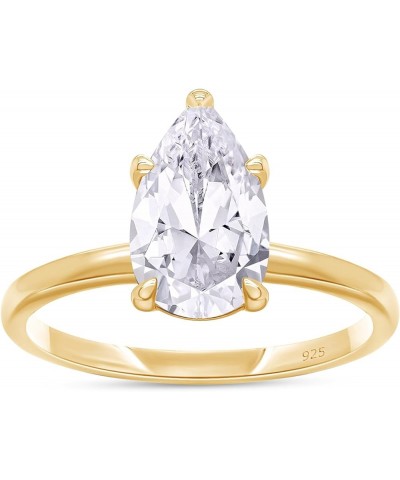 1.00-3.00 Carat, Pear Shape Lab Grown Diamond Prong Set Solitaire Engagement Ring In 14K Solid Yellow Gold (G-H, VS-SI) Fine ...