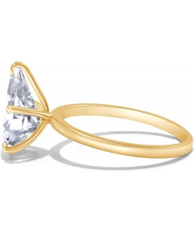 1.00-3.00 Carat, Pear Shape Lab Grown Diamond Prong Set Solitaire Engagement Ring In 14K Solid Yellow Gold (G-H, VS-SI) Fine ...