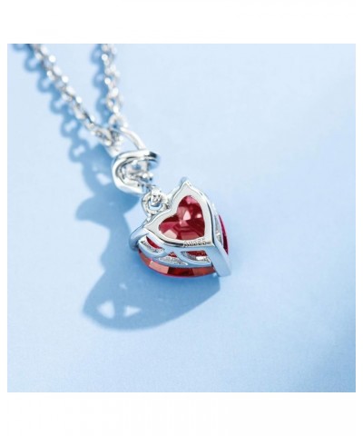 14K Solid White Gold Diamond Gemstone Pendant with Sterling Silver Chain 8mm Heart Birthstone Necklace Fine Jewelry Anniversa...