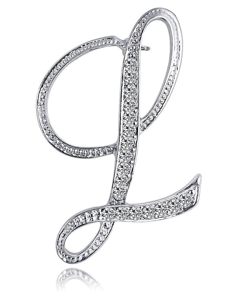 Letter Brooch Pins Initial Rhinestone Brooch for Women Crafts Silvery A-Z SR-L $6.26 Brooches & Pins