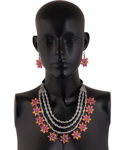 Jewellery Bollywood Ethnic Oxidised Silver Plated Traditional Indian Stone Choker Necklace Set with Earrings for Women Orange...