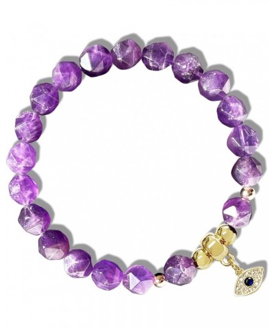 Healing Crystal Bracelet Spiritual Faceted Gemstone Beaded Bracelets Stretch Stress Relief Gifts For Women Amethyst-8mm $7.66...