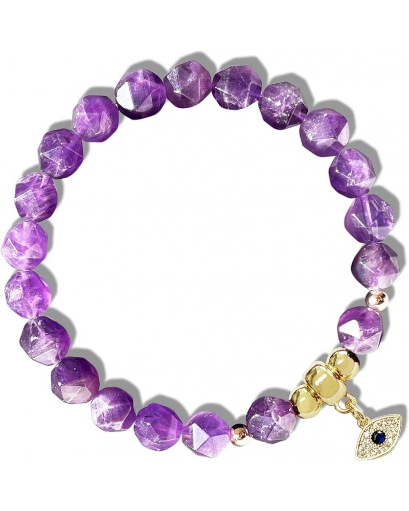 Healing Crystal Bracelet Spiritual Faceted Gemstone Beaded Bracelets Stretch Stress Relief Gifts For Women Amethyst-8mm $7.66...