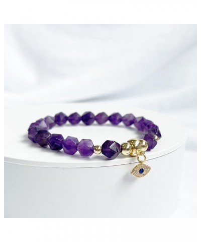 Healing Crystal Bracelet Spiritual Faceted Gemstone Beaded Bracelets Stretch Stress Relief Gifts For Women Amethyst-8mm $7.66...