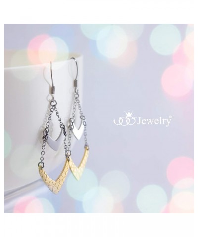 Stainless Steel Drop Dangle Chandelier Earrings for Women & Girls Silver / Gold $9.50 Earrings