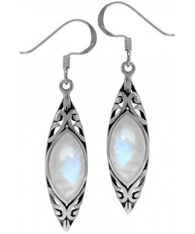 14X7mm Natural Marquise Shape Stone 925 Sterling Silver Filigree Dangle Hook Earrings Jewelry for Women Moonstone $16.85 Earr...