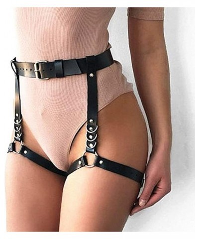 Punk Leather Waist Chain Sexy Belly Leg Chain Black Belt Harness Rave Body Chain Nightclub Party Prom Thigh Chain Harness Bod...