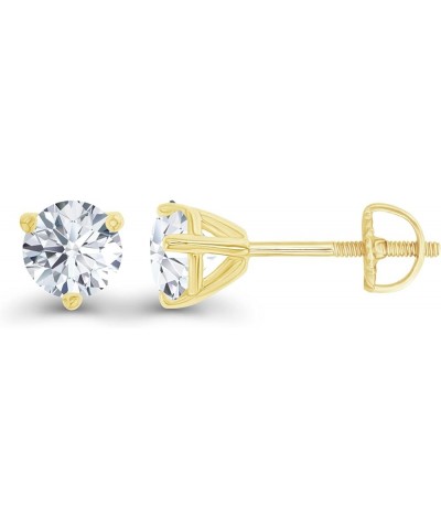 14K Gold Plated 925 Sterling Silver Hypoallergenic 5mm Round 3 Prong Martini Set Genuine Birthstone Solitaire Screwback Stud ...