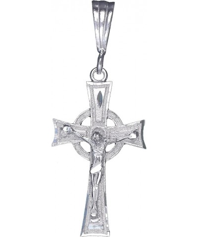 Sterling Silver Celtic Cross with Jesus Pendant Necklace with Diamond Cuts With 24" Sterling Silver Figaro Chain $25.30 Neckl...