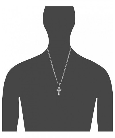 Sterling Silver Celtic Cross with Jesus Pendant Necklace with Diamond Cuts With 24" Sterling Silver Figaro Chain $25.30 Neckl...