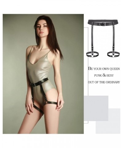 Punk Leather Waist Chain Sexy Belly Leg Chain Black Belt Harness Rave Body Chain Nightclub Party Prom Thigh Chain Harness Bod...